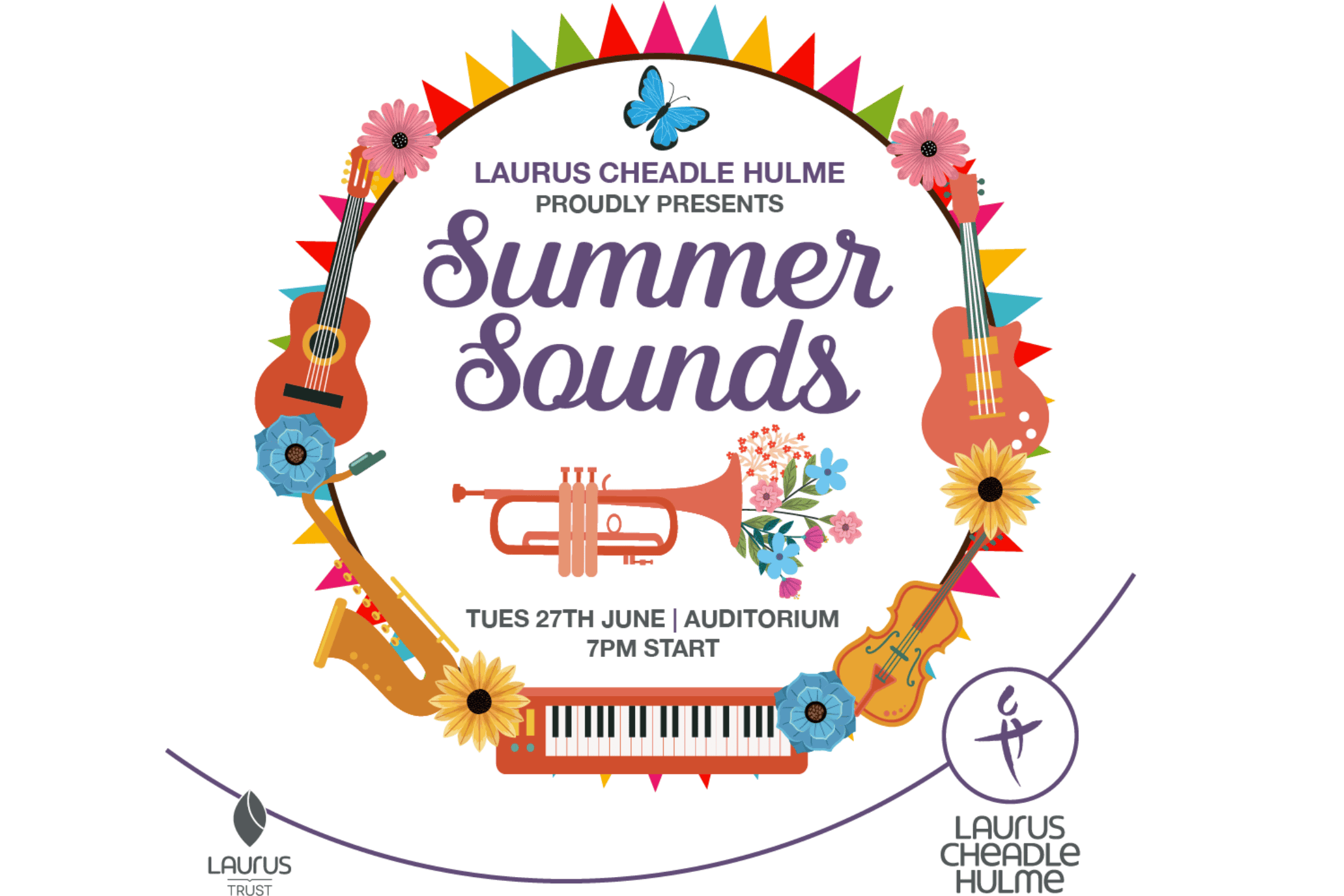 Laurus Cheadle Hulme Summer Sounds concert promotional flyer.