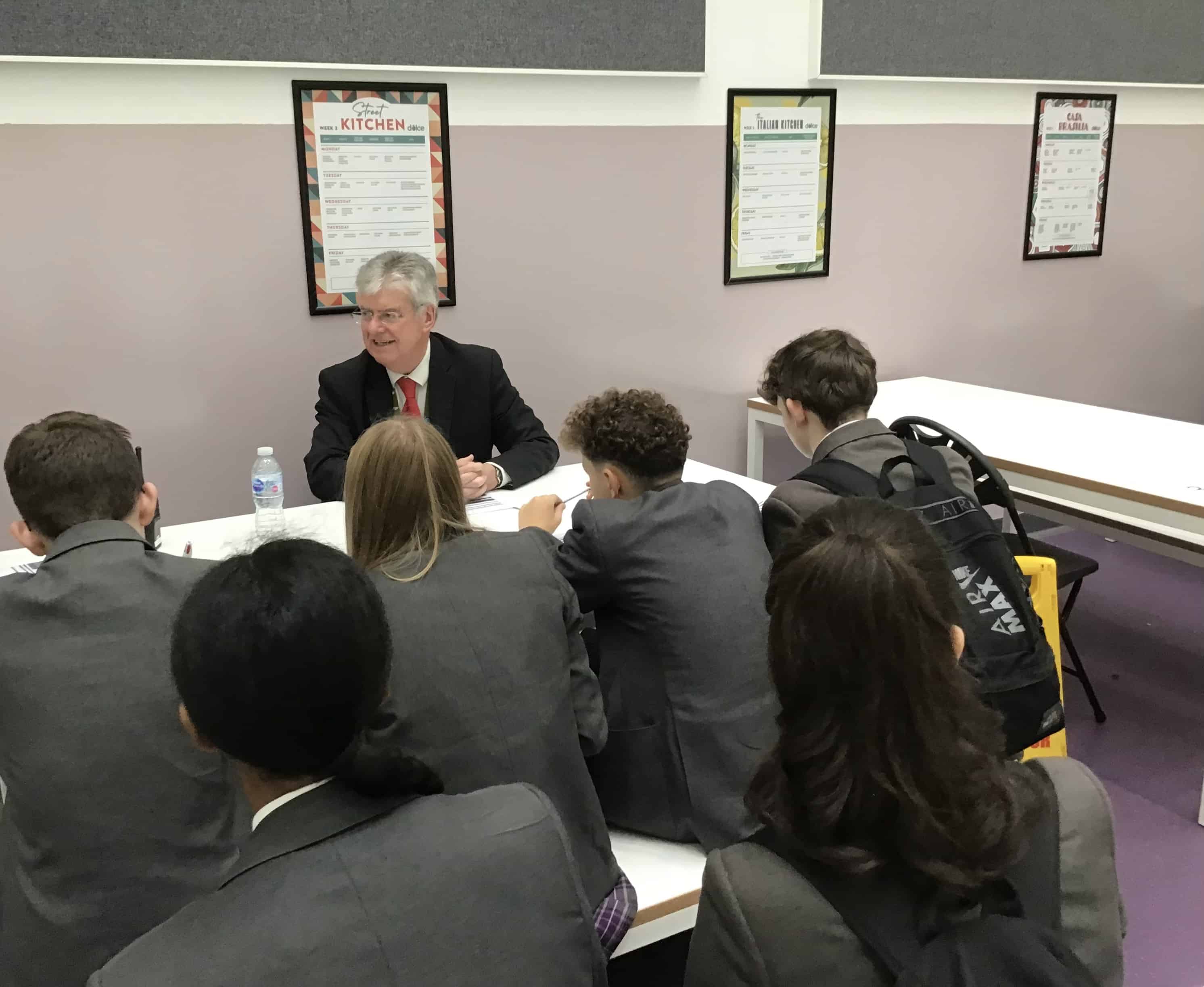 Students interview a visitor at the World of Work event at Laurus Cheadle Hulme, 2023.