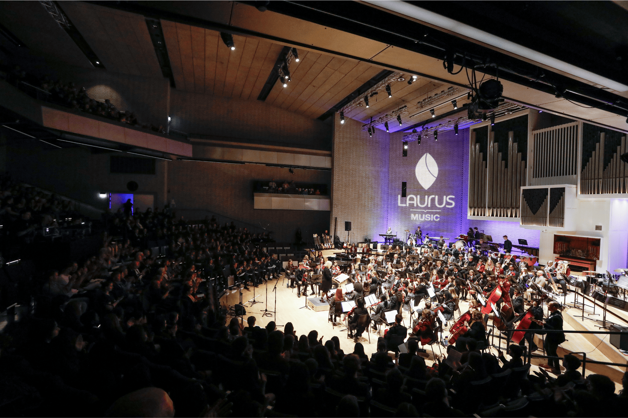 The RNCM Concert Hall full of onlookers as Laurus Cheadle Hulme students joined others from the Laurus Trust in Laurus Live