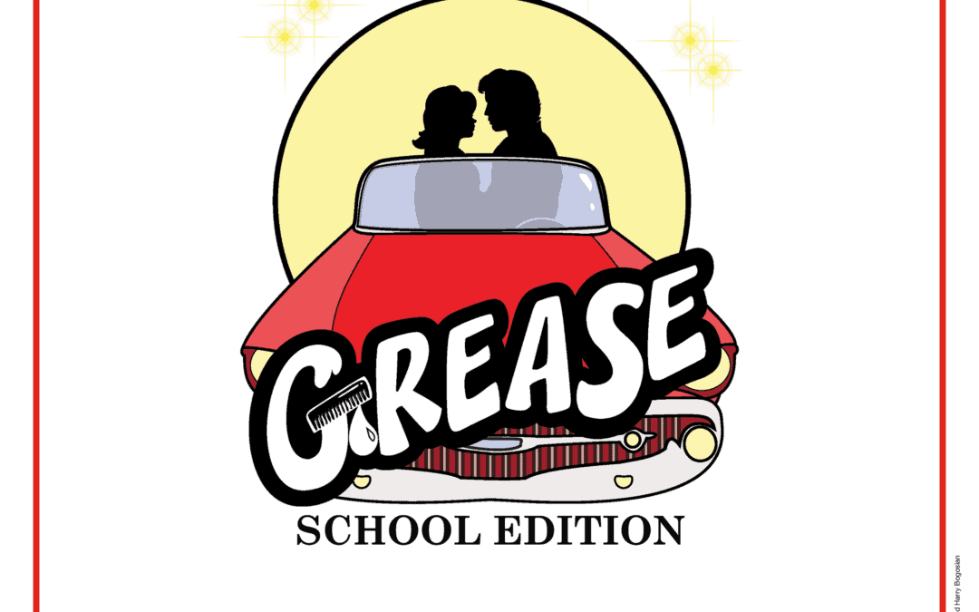 Laurus Cheadle Hulme presents GREASE School Edition Book, Music, and Lyrics by Jim Jacobs and Warren Casey "GREASE School Edition" is presented through special arrangement with and all authorised performance materials are supplied by Theatrical Rights Worldwide (TRW), www.theatricalrights.co.uk Logo created and designed by Maggie Taft and Harry Bogosian.